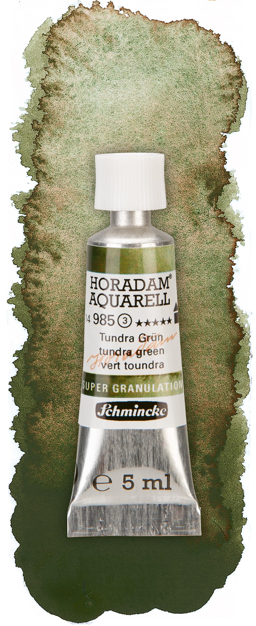 Schmincke 985 Tundra Green Horadam Aquarell, Super Granulation, Tundra Green, 5 Ml, Very Strong Granulation, Finest, Super Granulating Watercolour Paints