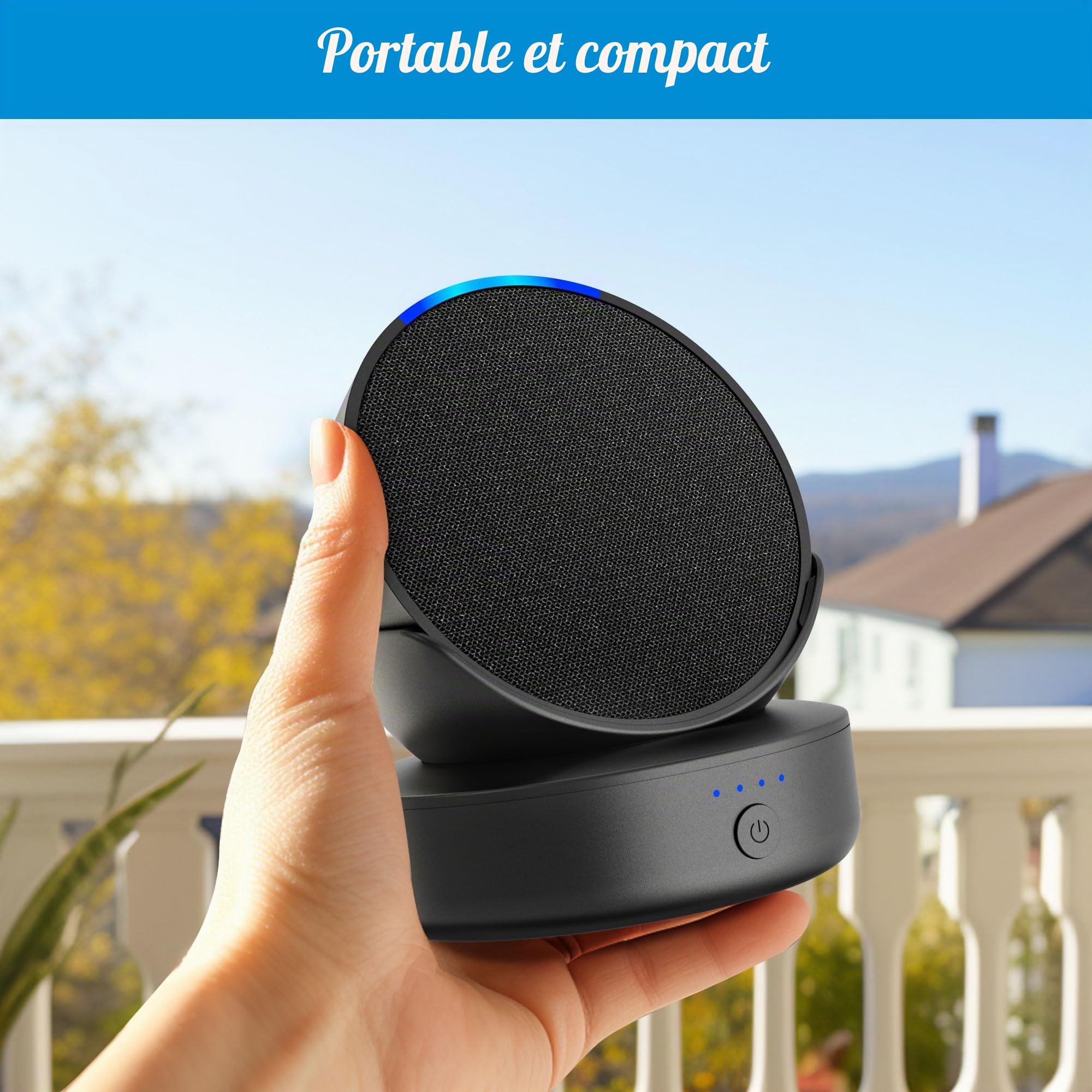 PlusAcc Batterie pour POP - Station de batterie portable pour salon, cuisine, chambre à coucher, extérieur - Pour Google Nest POP (sans haut-parleur) - Noir