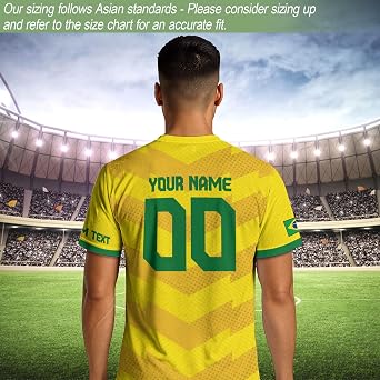 Personalized Brazil Soccer Jersey, Custom Name Brazilian Soccer Jersey | Customized Brazilian soccer jersey featuring personalized details and athletic-inspired design for everyday wear