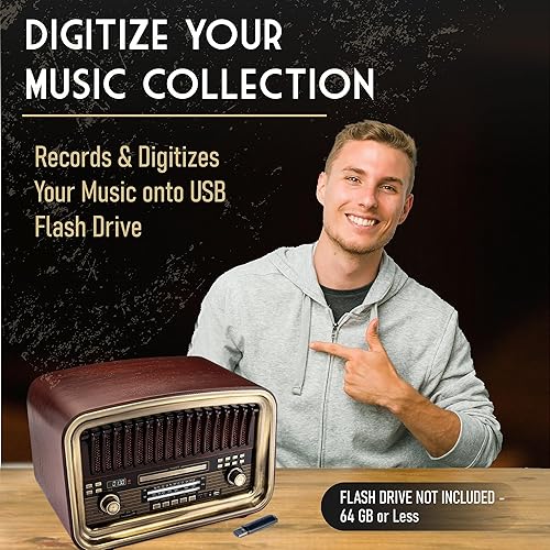 Miniatura 5 de SoundBeast Radio AMFM todo en uno con reproductor de CD, entrada Bluetooth, reproducción y grabación USB, reproducción de tarjetas SD, entrada