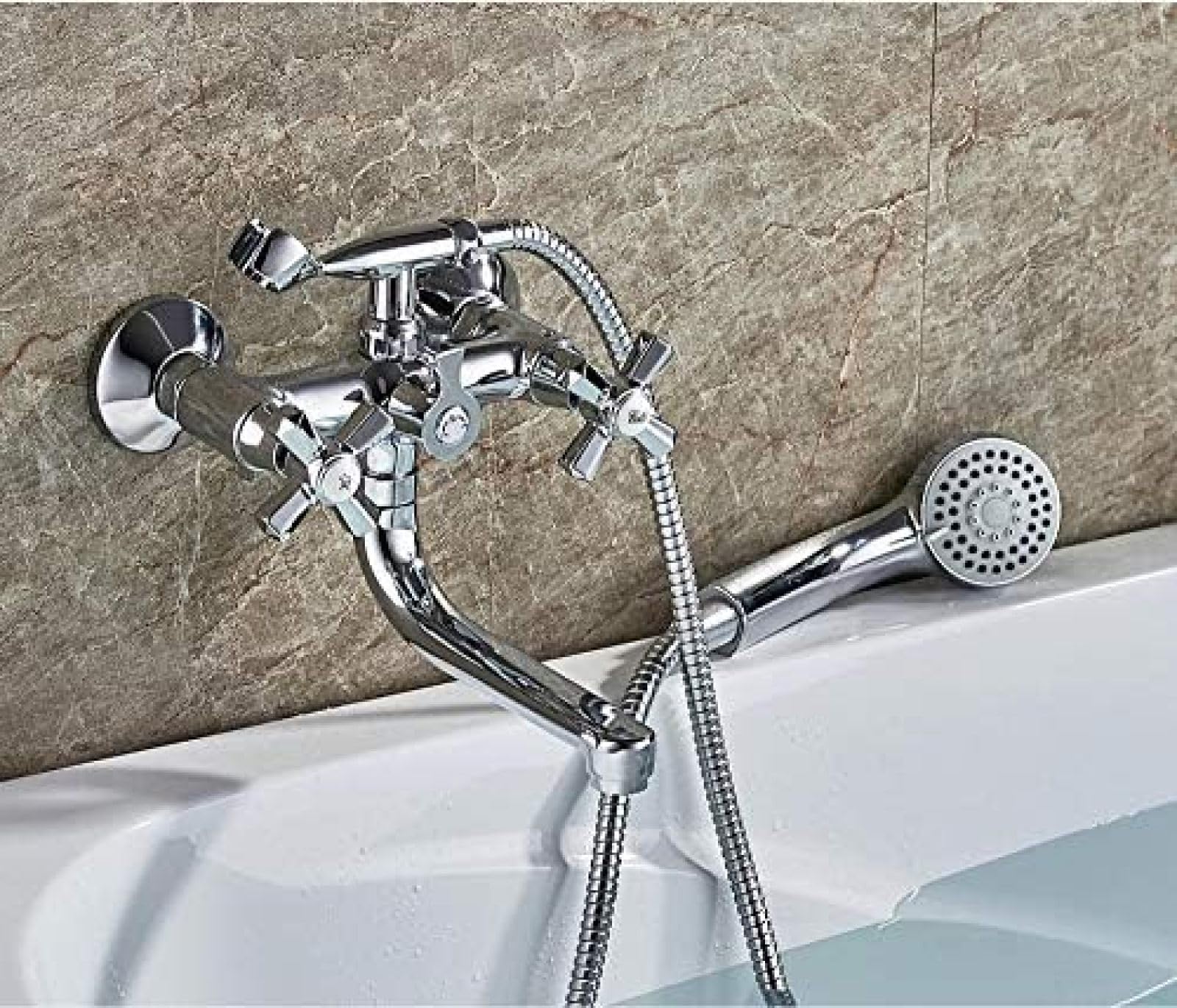 Robinet de douche mural en laiton avec mitigeur baignoire cascade pour éviter les fuites