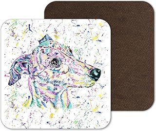 Coaster Greyhound Racing Dog Pet Animals Coasters Watercolour Art Gift Work Office Dining Tea coffee (1)