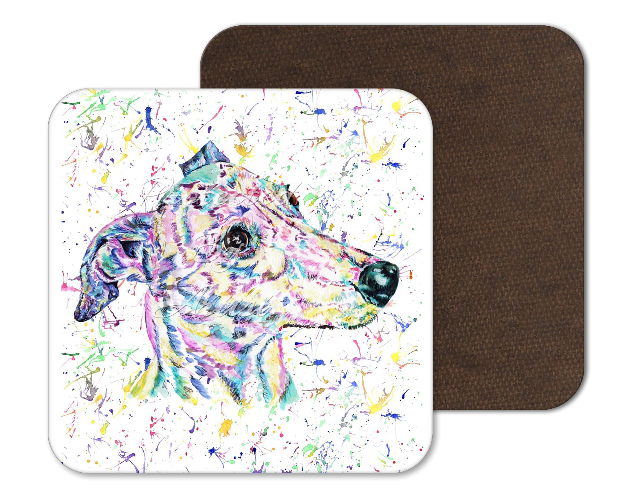 Coaster Greyhound Racing Dog Pet Animals Coasters Watercolour Art Gift Work Office Dining Tea coffee (1)
