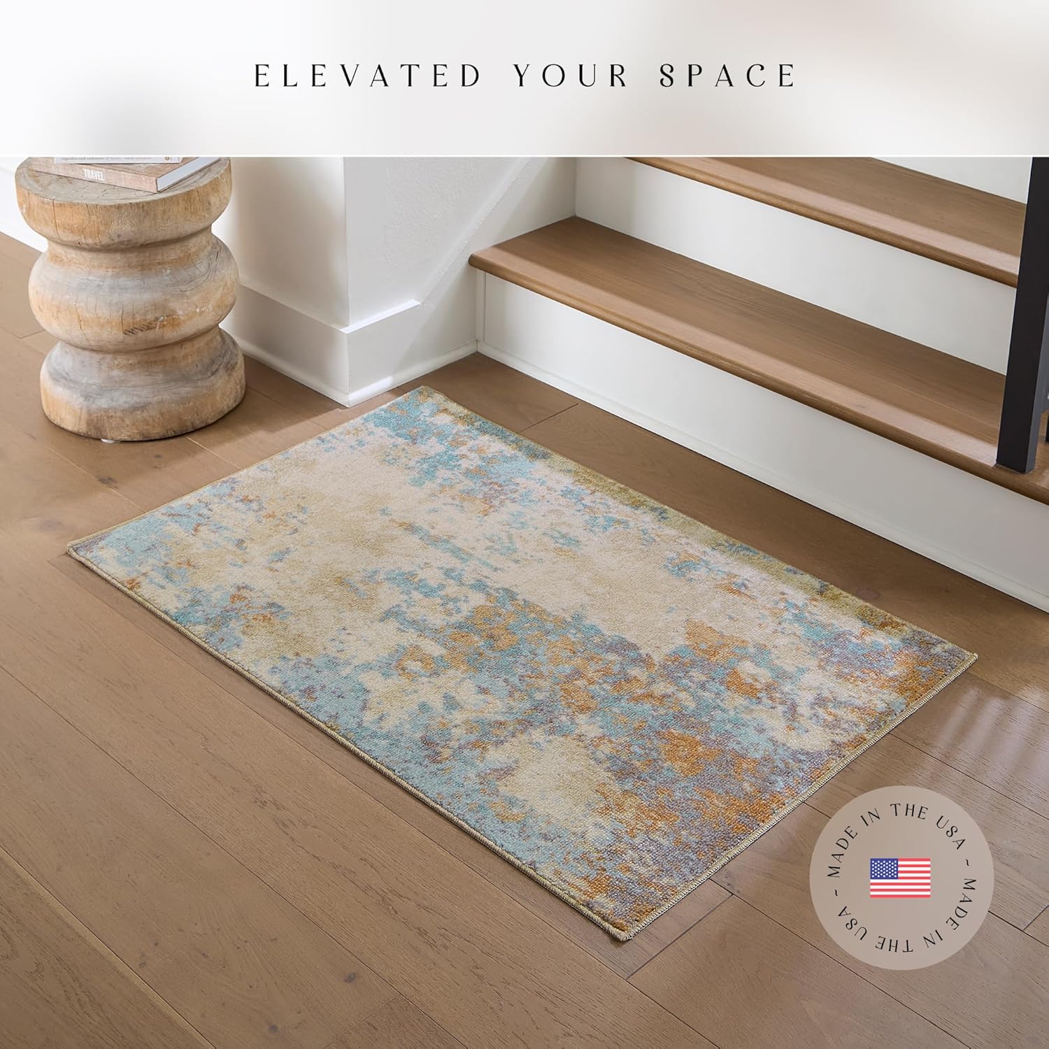 Maples Rugs Horizon Modern Abstract Area Rug - Made in USA - Washable, Non Slip Indoor Carpet for Entryway, Foyer, Kitchen, and Bathroom, 2'6 x 3'10, Desert Sand