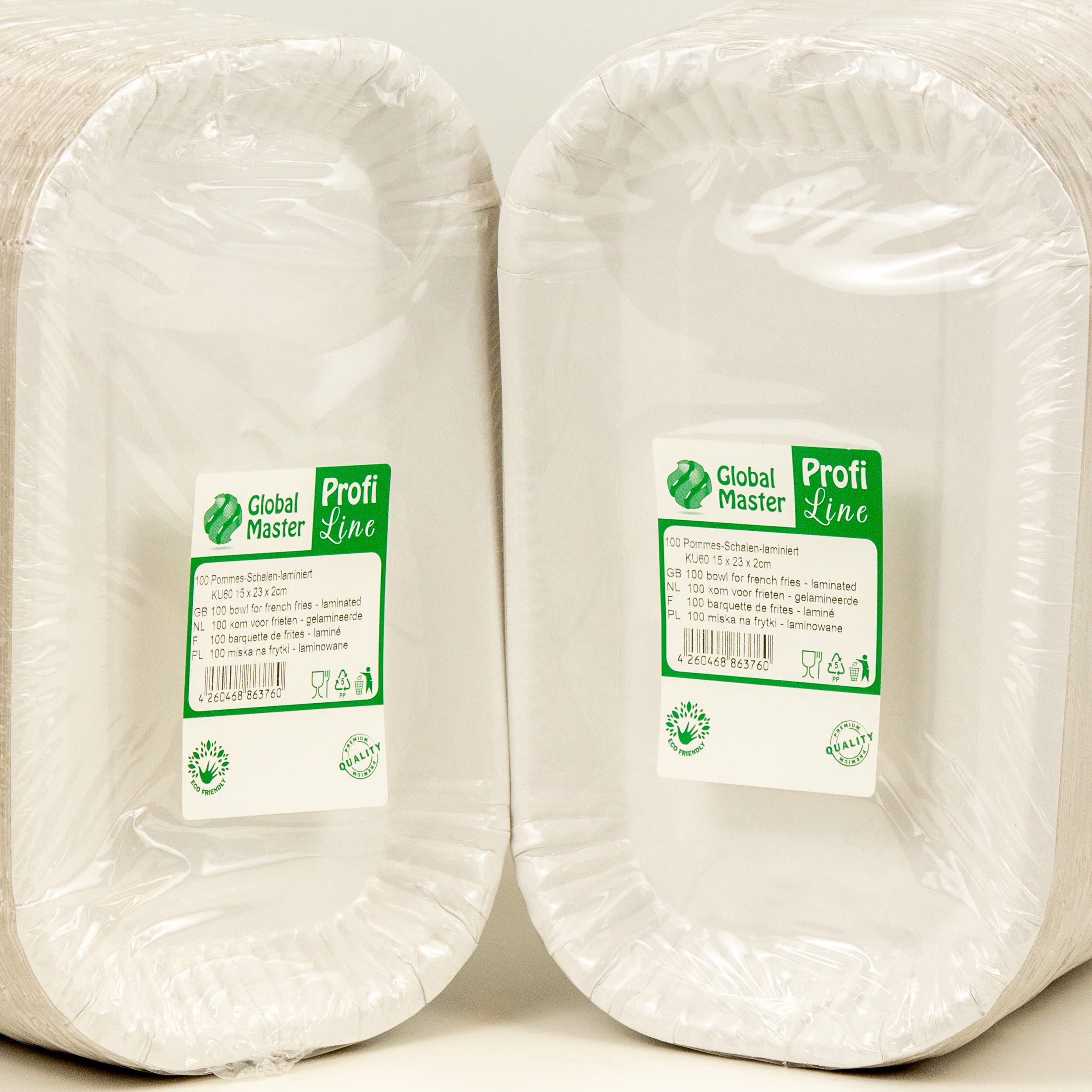 Commerline 1000 Pezzi di Ciotole per Patatine in Cartone 15x23x2 cm | Piatti di Carta Rettangolari per Currywurst e Patatine | Piatti Usa e Getta Resistenti e Ecologici | per Feste e Ristorazione