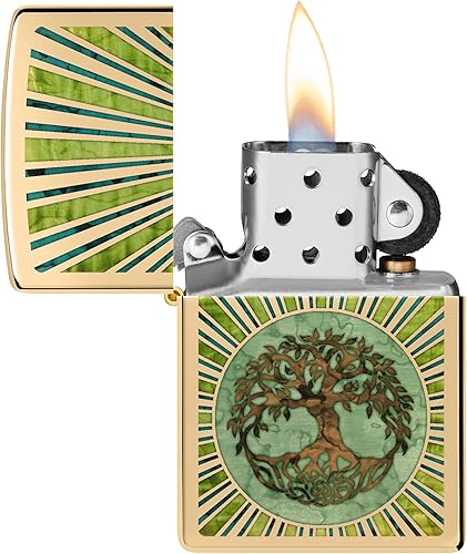 Vista 39 de Zippo Mechero de latón envejecido árbol de la vida eterna