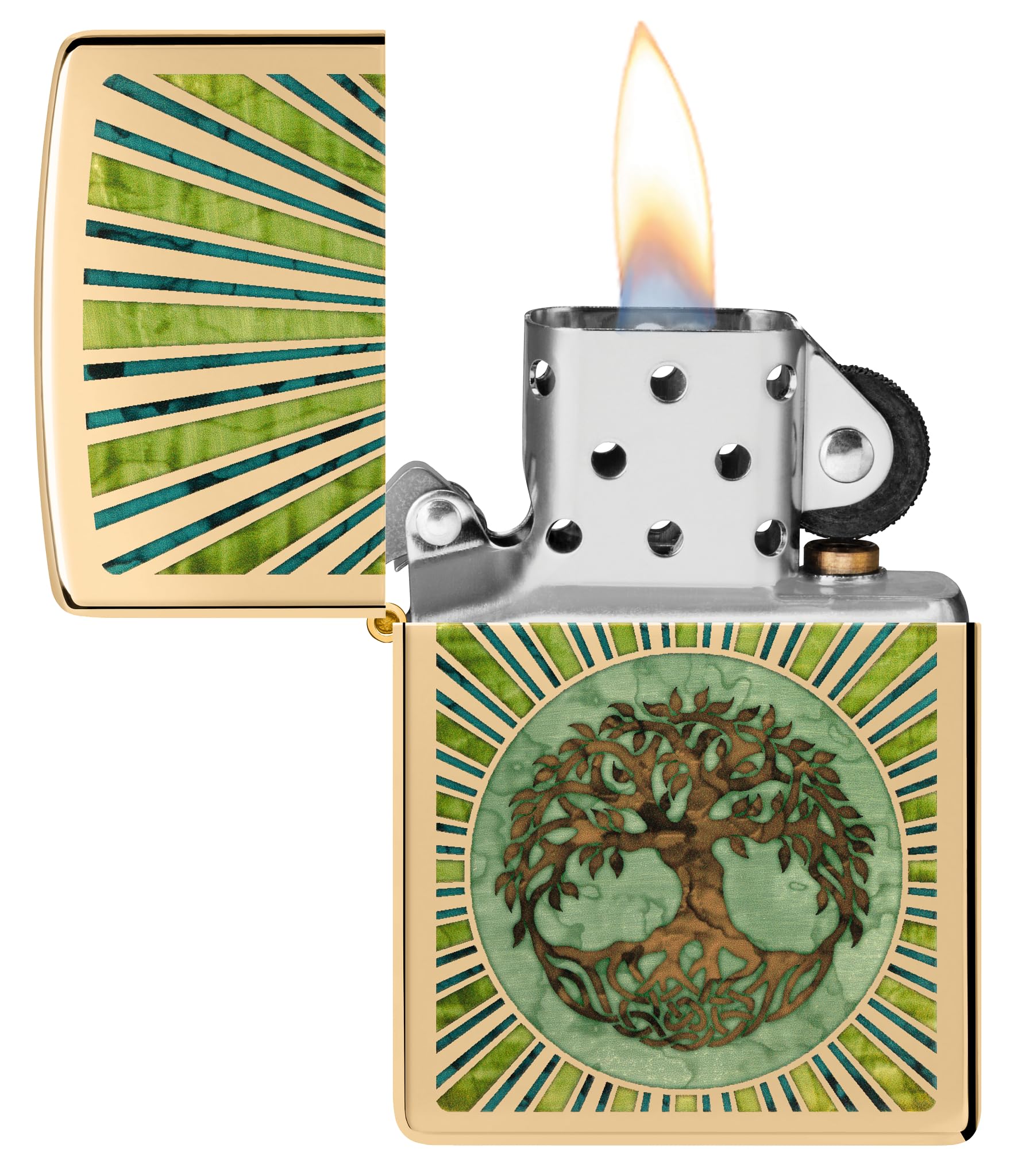 Zippo Briquet tempête Spiritual, Spirituel, Laiton Poli, Fusion, Rechargeable, réutilisable, Design Coupe-Vent, boîte Cadeau, fabriqué aux États-Unis