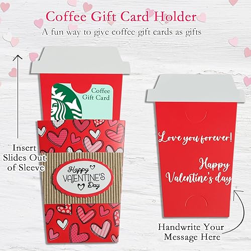 Miniatura 2 de Meiidoshine Paquete de 6 tarjeteros de regalo de café para el día de San Valentín, soporte para tarjetas de regalo de San Valentín, soporte para