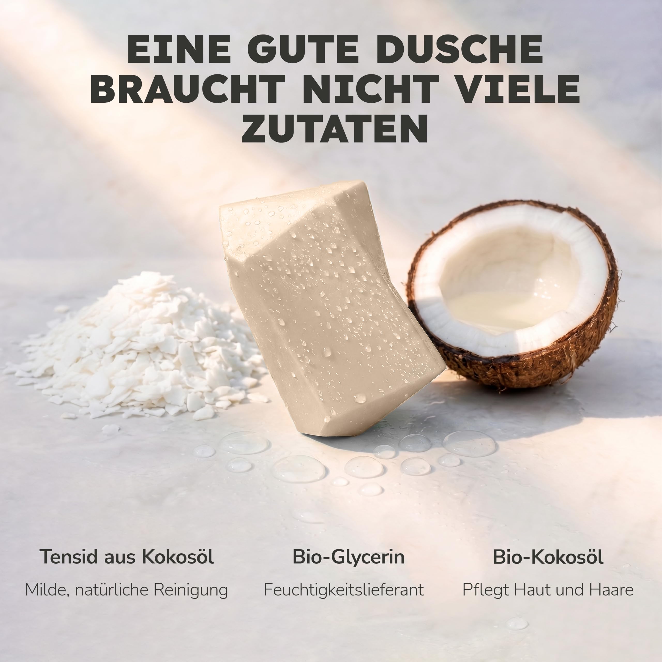 Duschbrocken 5x Cocos & Vanille Duschseife [2in1] Festes Shampoo, 500g