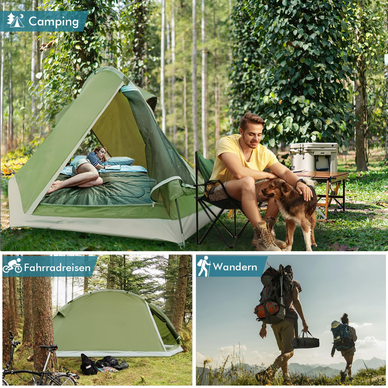 Tenda Campeggio, Tilenvi Tenda 2 Posti con Zanzariera, Tenda Ultraleggera Tende a Tunnel Pieghevole Facile da Montare,Tenda Trekking per Campeggio, Spiaggia, Arrampicata, Escursioni 2024