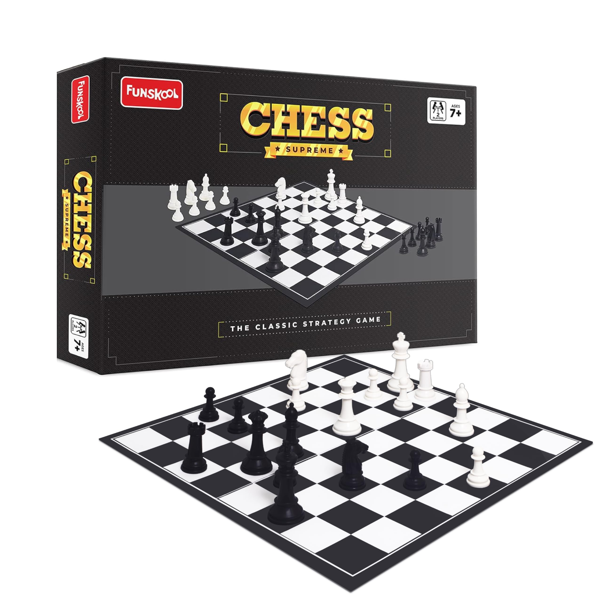 Funskool Games, Chess Supreme, War & Strategy Game, Chess Set, Kids, Adults & Family, 2 Players, Ages 7 and Above, Multicolor
