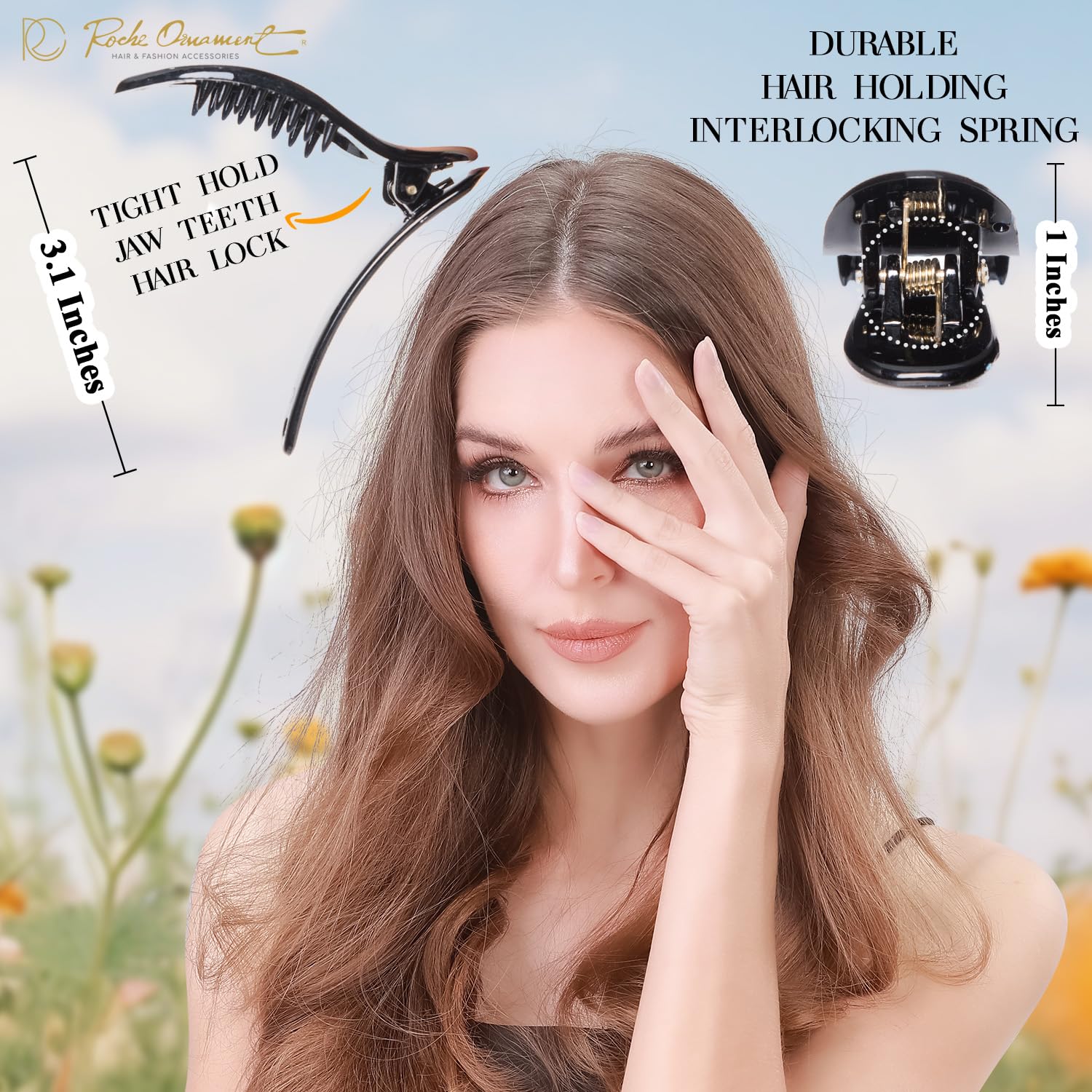 RC ROCHE 6 Pcs Small Flat Flip Hair Claw Clips for Women Alligator Duckbill Thick Hair Styling Barrette Strong Side Slide Jaw Plastic No Slip, Small Black - Image 2