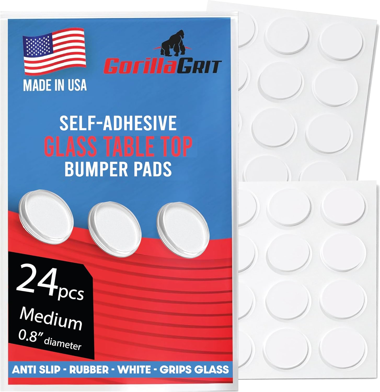 Round Clear Adhesive Bumpers Combo (Large, Medium) - Transparent Self Stick Rubber Pads for Glass Table Top, Furniture, Laptop, Mirrors - 20 PCs