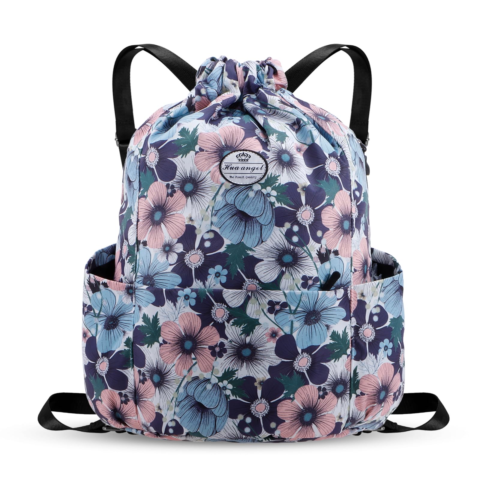 HUA ANGEL Drawstring Backpack Bag, Sport Gym Sackpack Lightweight Small Gym Bag for Men Women Pull String Sport Beach Bag