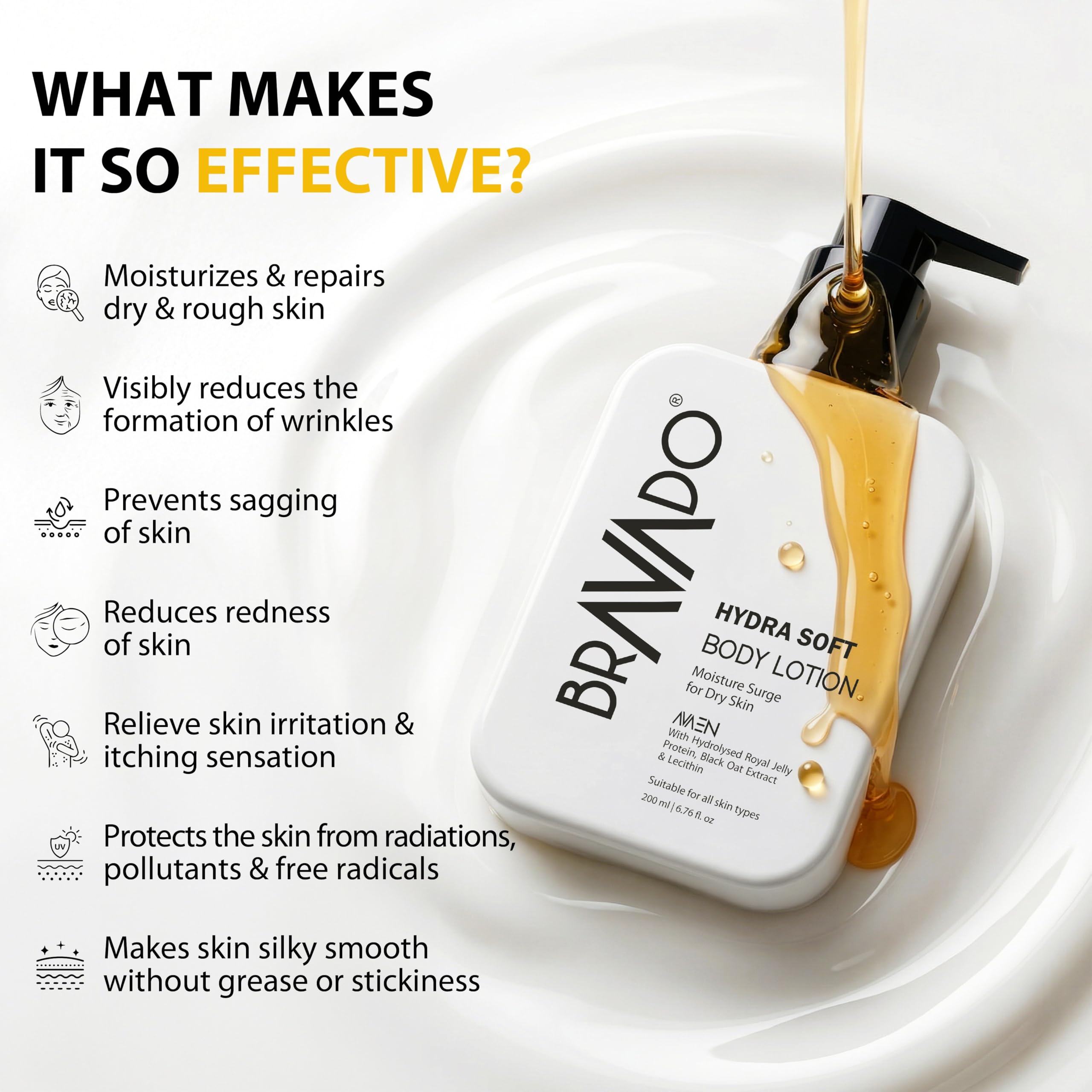 BRAVADO Hydra Soft Body Lotion with SPF for Men & Women | Moisturizing Body Lotion for Dry Skin Repair, Sun Protection & Smooth Skin | Non Greasy Daily Lotion | 200ml 2