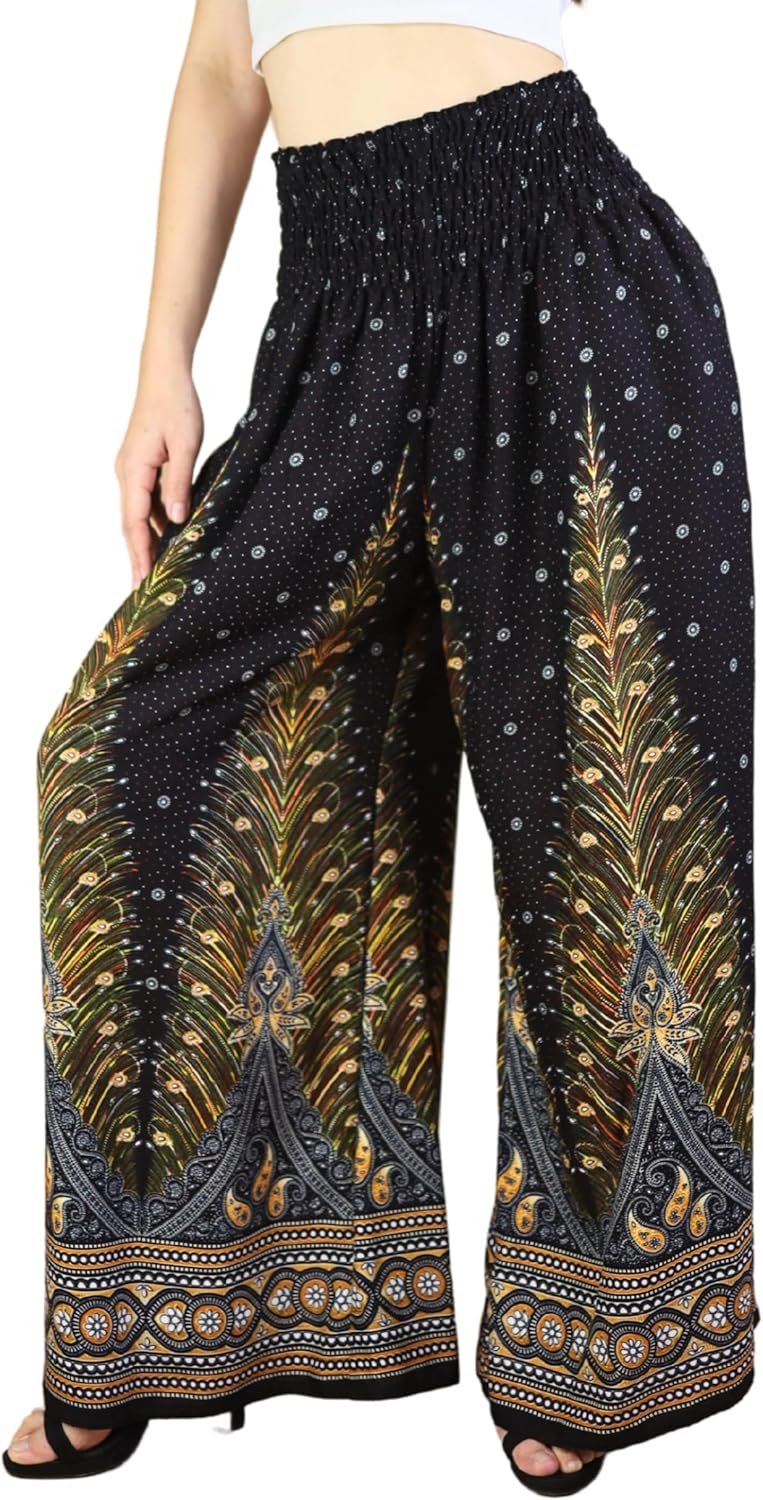 Boho Pants Palazzo Pants for Women with Pockets| Wide Leg high Waisted Flowy Pants for Women | Summer, Cruise, Vacation