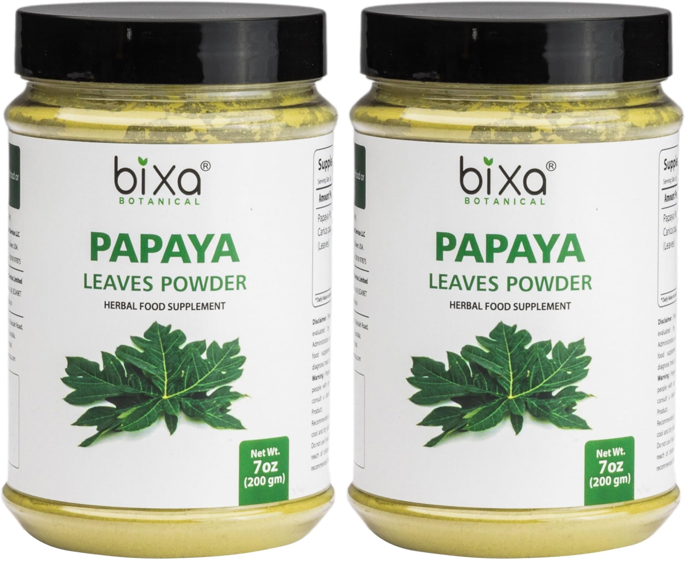 bixa BOTANICAL Papaya Leaf Powder (Carica Papaya) | Ayurvedic Herb, Anti-oxidant Agent | Herbal Supplement (200g/7Oz) (Pack of 2) 7 Ounce (Pack of 2)