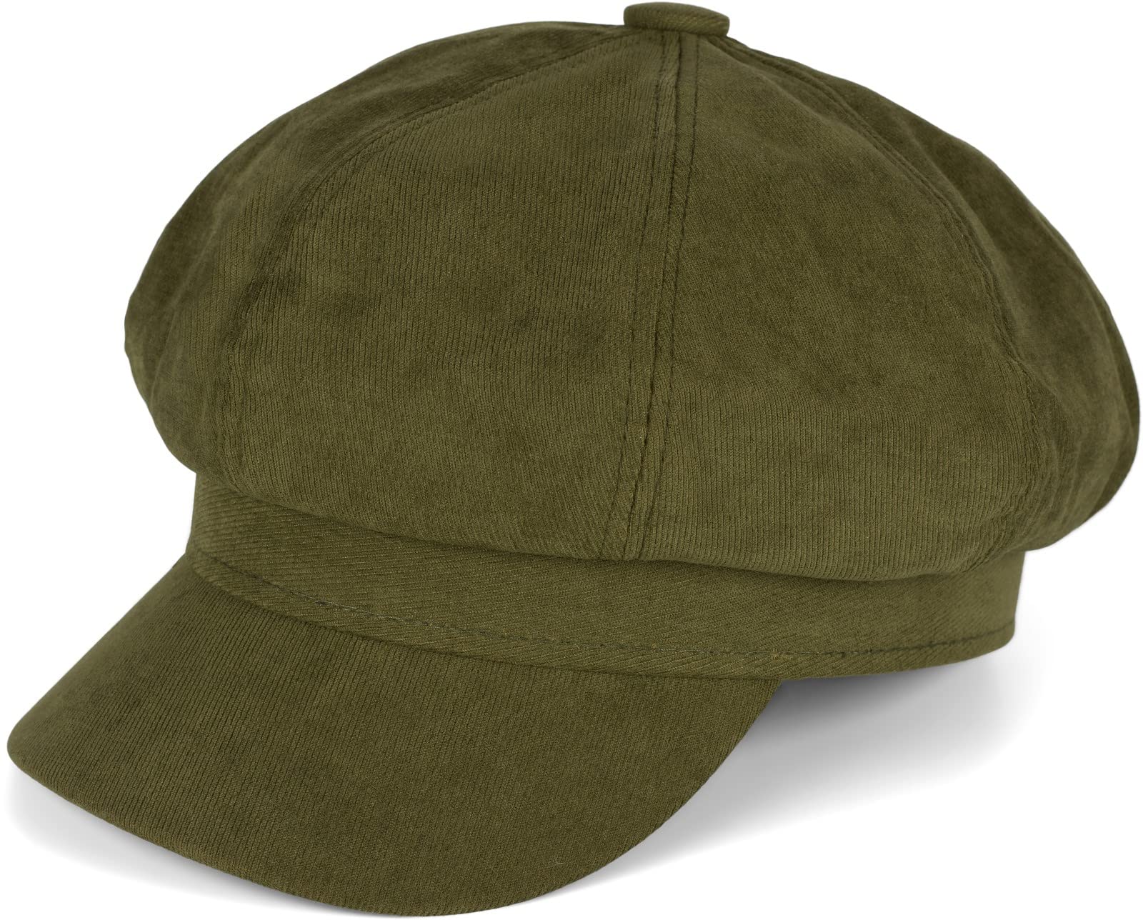 styleBREAKER Ladies Balloon Cap in Soft Fabric, Peaked Cap Vintage Style, Bakerboy Slider Cap, Newsboy Cap 04023086, Colour:Olive