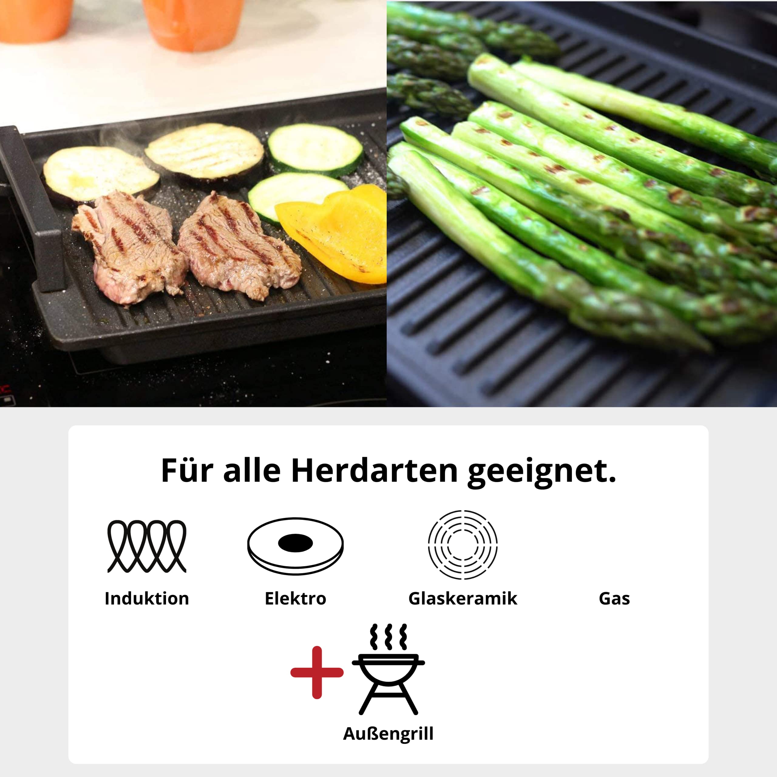 Lieblingsspfanne Grillplatte BBQ 41 x 24 cm - con asas laterales y 4 capas antiadherentes - de aluminio fundido para todo tipo de fuegos, incluida inducción, horno y parrilla exterior - Made in