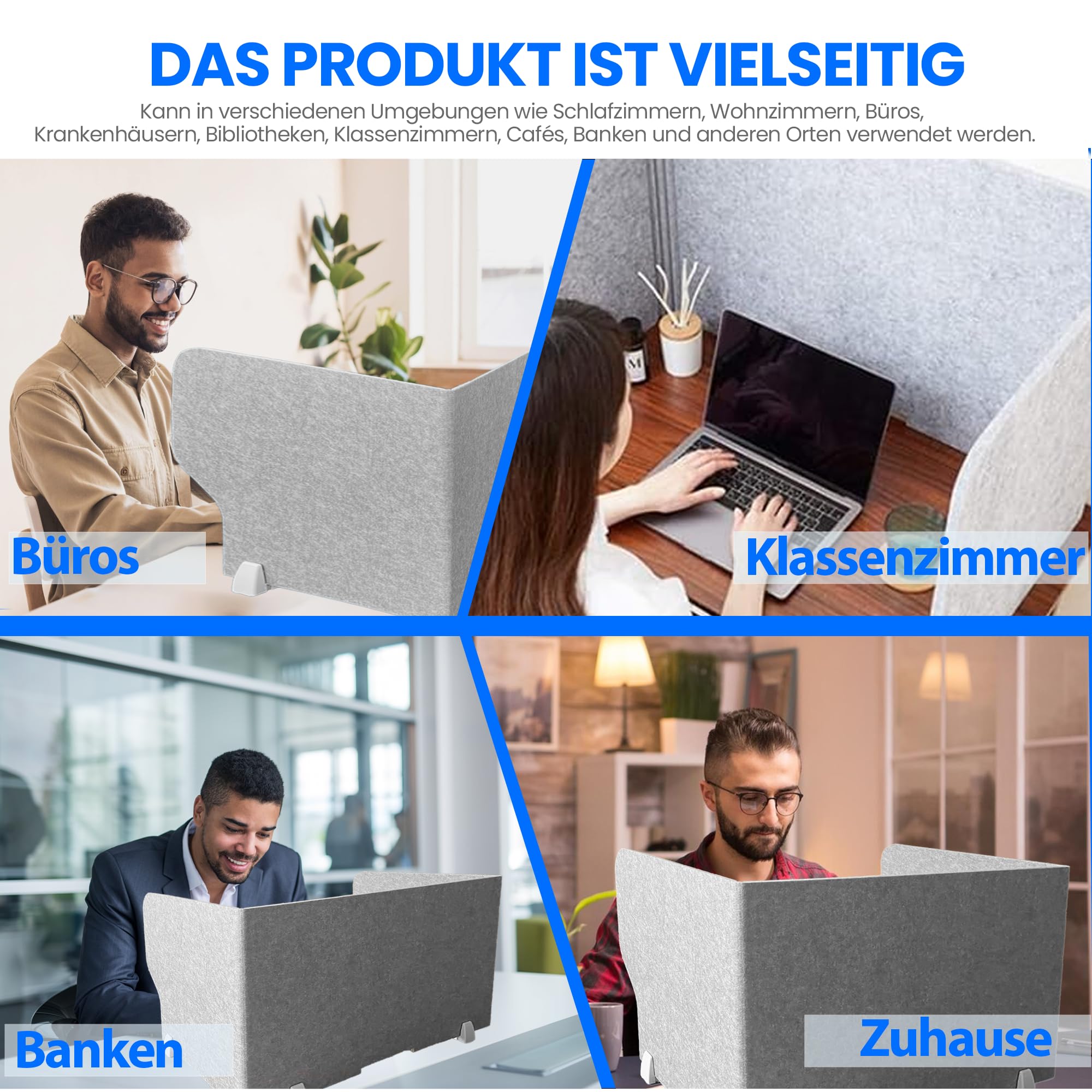 ReFind Faltbarer Schreibtisch-Trennwand Pro – Fodable Sichtschutz und Akustikplatte | Büro-Organizer für Schule oder Büro, Schreibtisch-Trennwand (50 cm x 50 cm x 80 cm)