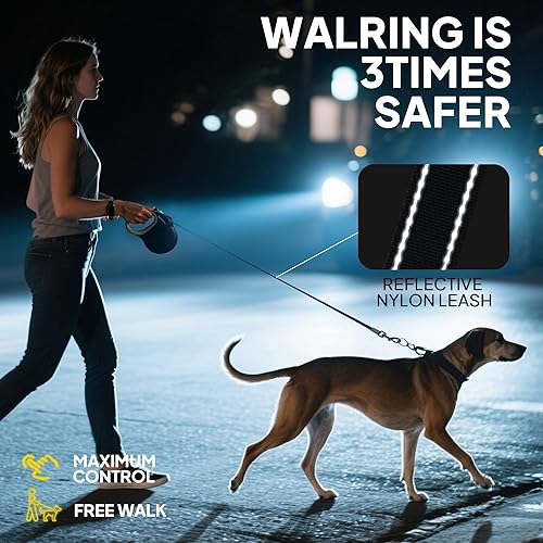 Miniatura 5 de PetiFine Correa retráctil mejorada para perros de 26 pies, resistente para perros grandes de hasta 110 libras, correa reflectante antitorsión con