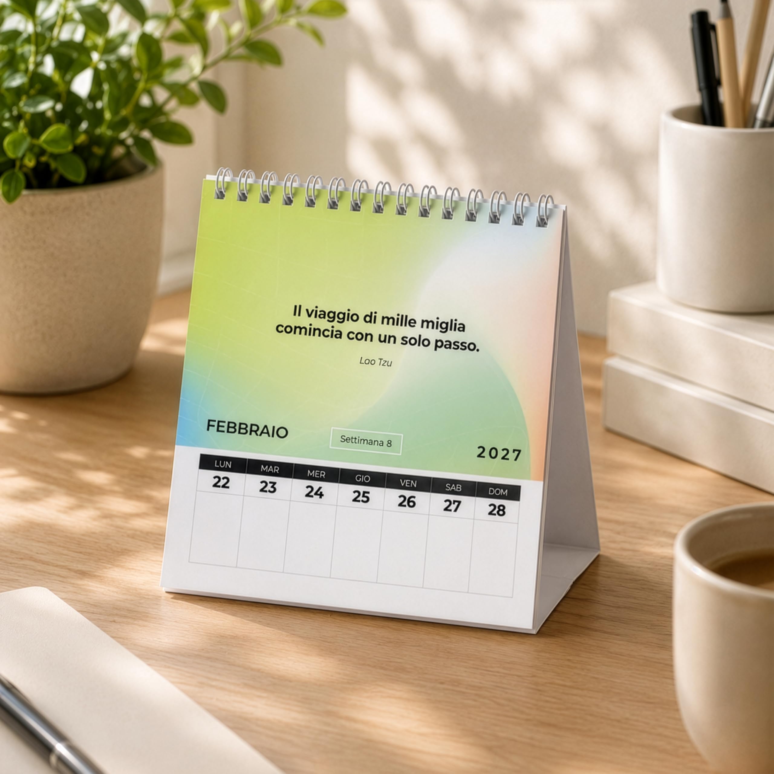 Q&B Grafiche Wochenkalender 2027 für den Schreibtisch mit Spirale | Motivationssprüche und Zitate | Tischkalender für Büro, Zuhause und Arbeitszimmer (2027 | 3 Stück)