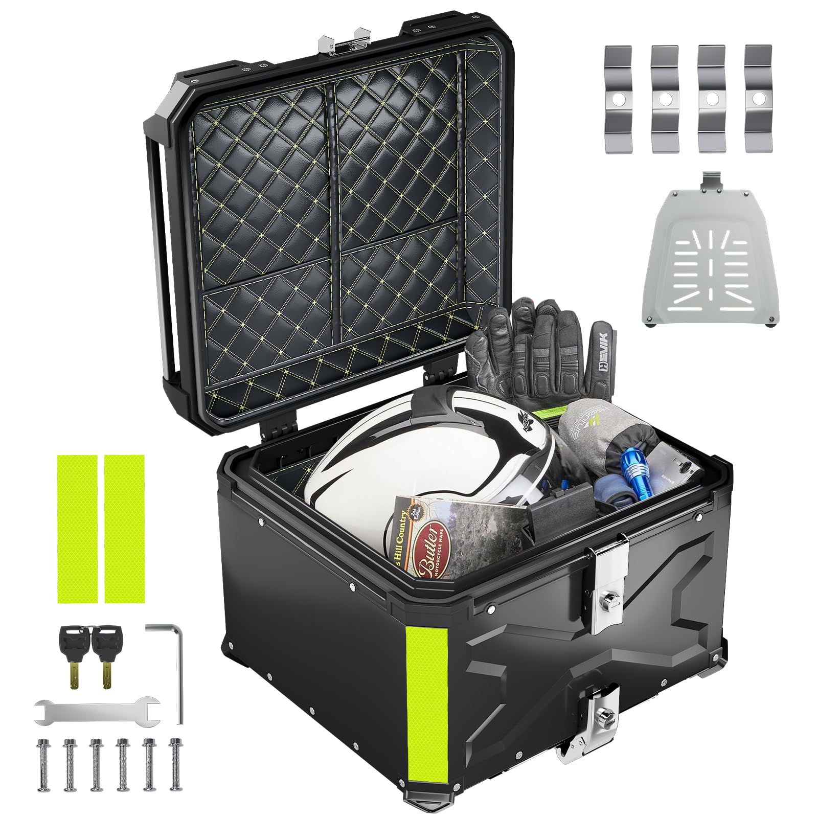 Top Case Moto Universel 55L - Coffre Alliage Aluminium étanche, Antivol - Pour Casque Et Bagages - Avec Serrure Et Clés - 8