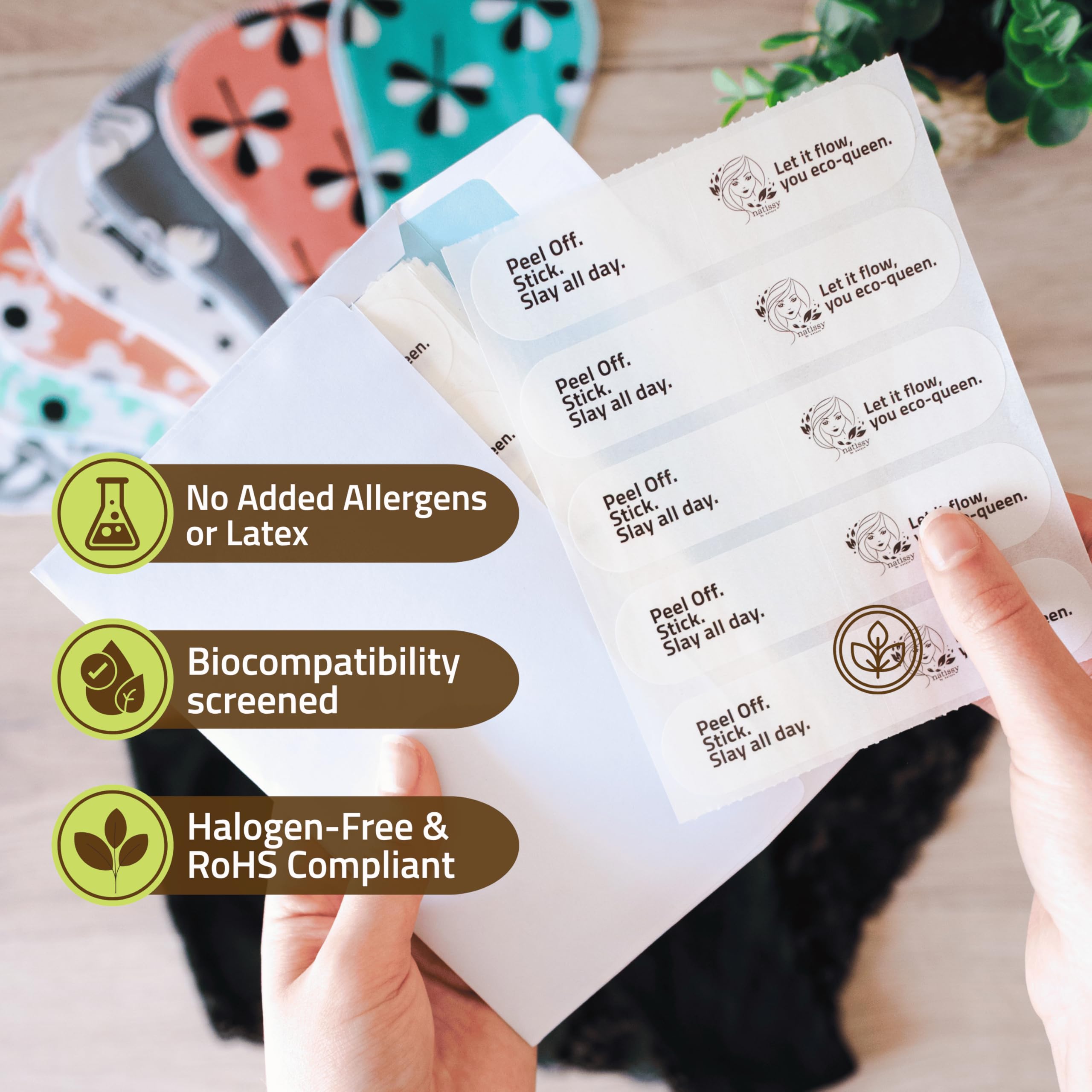 Strisce adesive per inserti assorbenti riutilizzabili spannolinamento bambini – Prodotto in UE (100 pezzi), adesivo dermatologicamente testato con EcoGrip Antiscivolo, senza residui