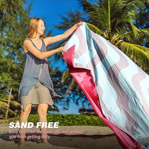Miniatura 6 de HIPILI - Manta de playa de 78 x 56 pulgadas, manta de picnic, manta grande de campamento para viajes, senderismo al aire libre, manta ligera y