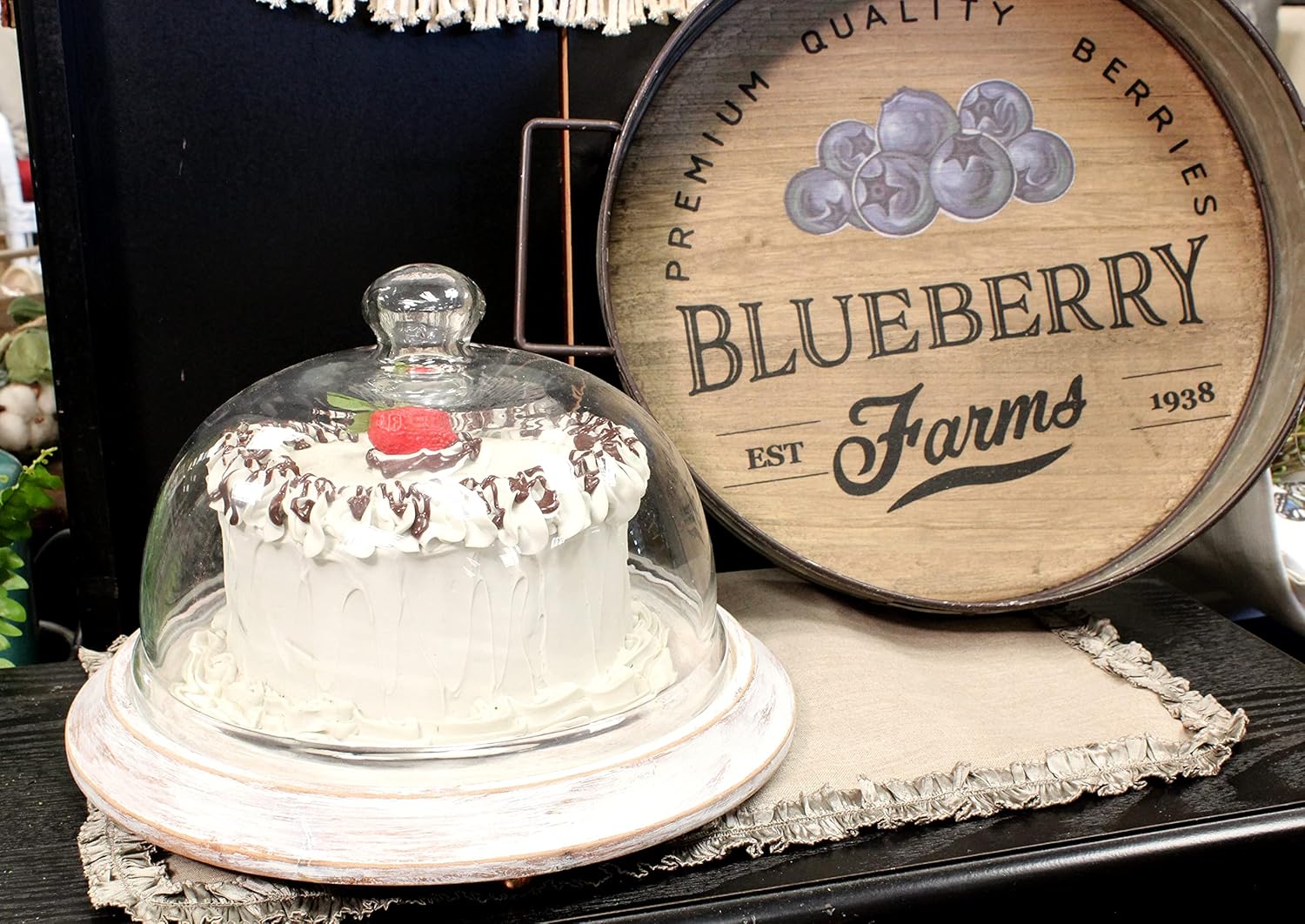 Just Dough It 7" Realistic Vanilla Frosted Cake with Chocolate Drizzle and Strawberry Replica Prop