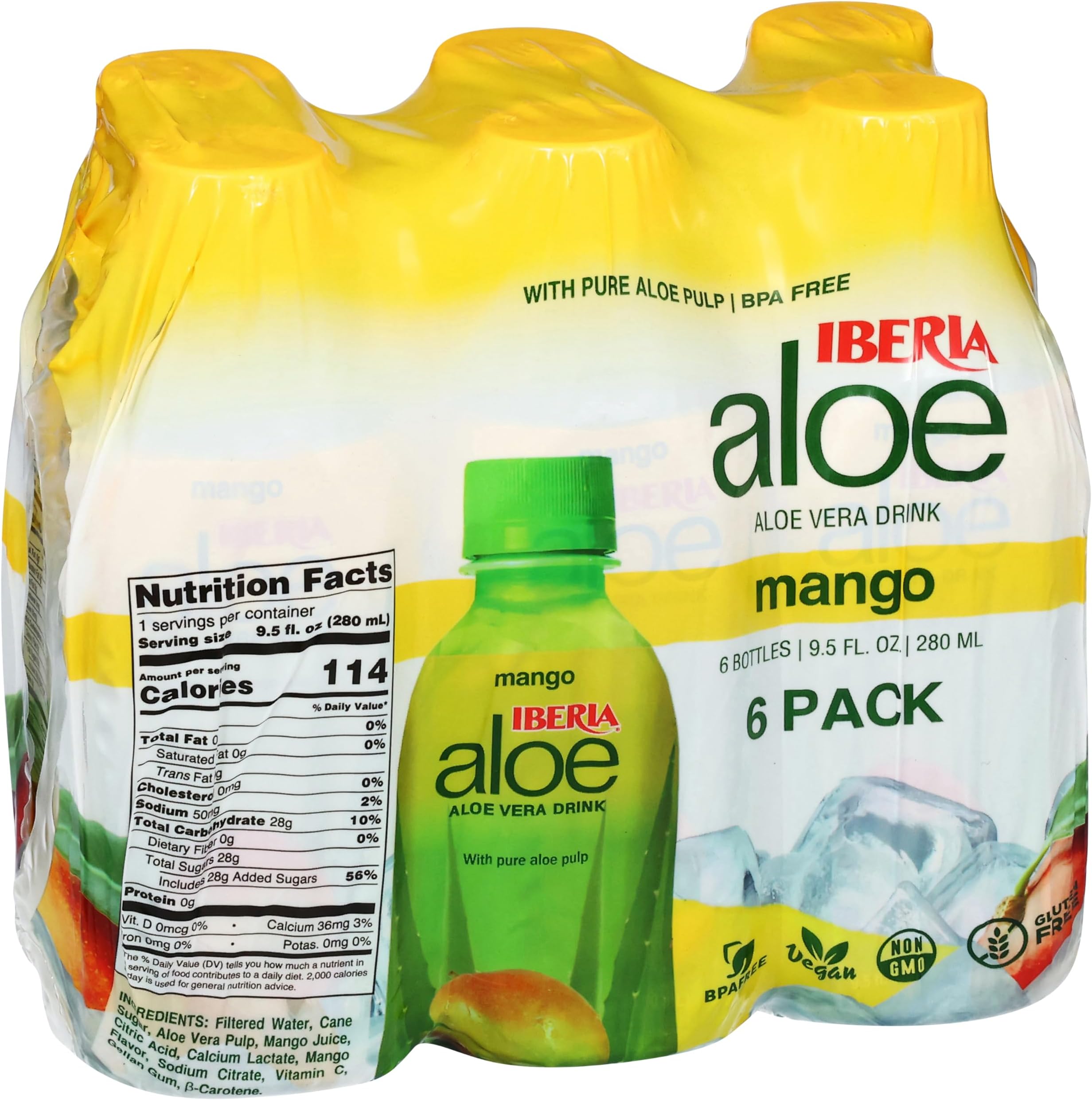 Aloe Vera Juice Drink, Mango, 9.5 Fl Oz (Pack of 6)