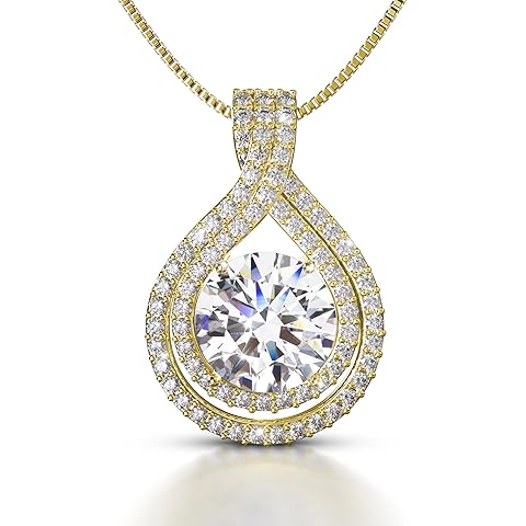 Platinum Plated Certified Moissanite Necklace for Women Gift for Her