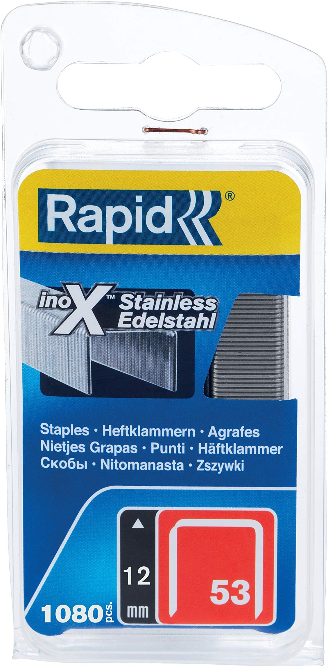 Rapid High Performance Staples, Stainless Steel, No.53, Leg Length 8 mm, 40109510 - 1080 Pieces, grey