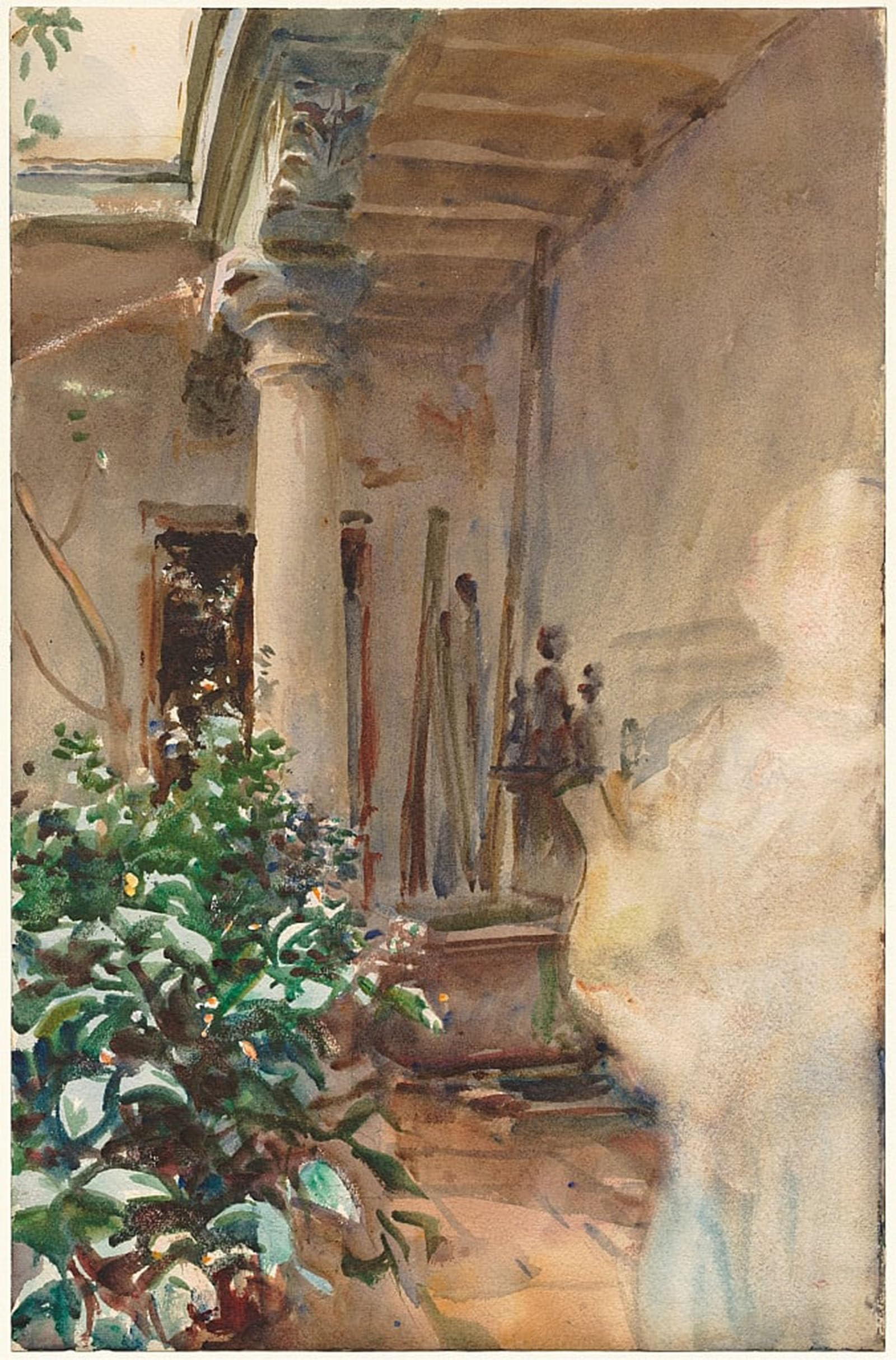 POSTERIIk Famous Modern Artwork Art Mural the Patio by John Singer Sargent Oil Paintings Pictures for Home Decor 60x90cm