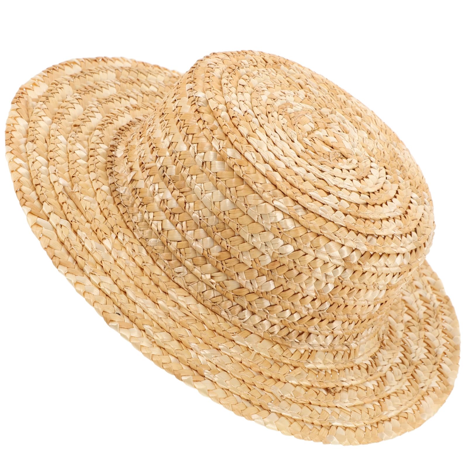 Alasum Mini Straw Hat Hat Doll Woven Straw Hat Doll Dressing Hat Small Round Top Hat (7cm Inner Diameter)