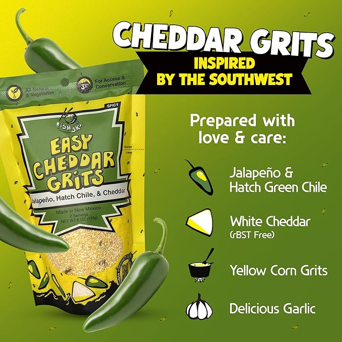 Jalapeno Yellow Corn Grits con Queso Cheddar y Chile Verde Hatch, Pack de 2 de 6 oz miniatura 4