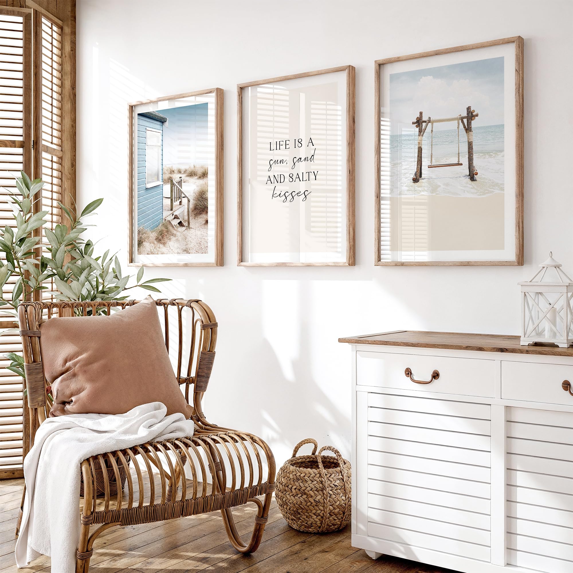 OHBIMBA® Set De 3 Cuadros Decoracion Salon Modernos Con Laminas Decorativas Pared Decoracion Marinera - Cuadros Decorativos Decoracion Pared - Lienzos Decorativos Tamaño 30 X 40 cm - Colección Playa