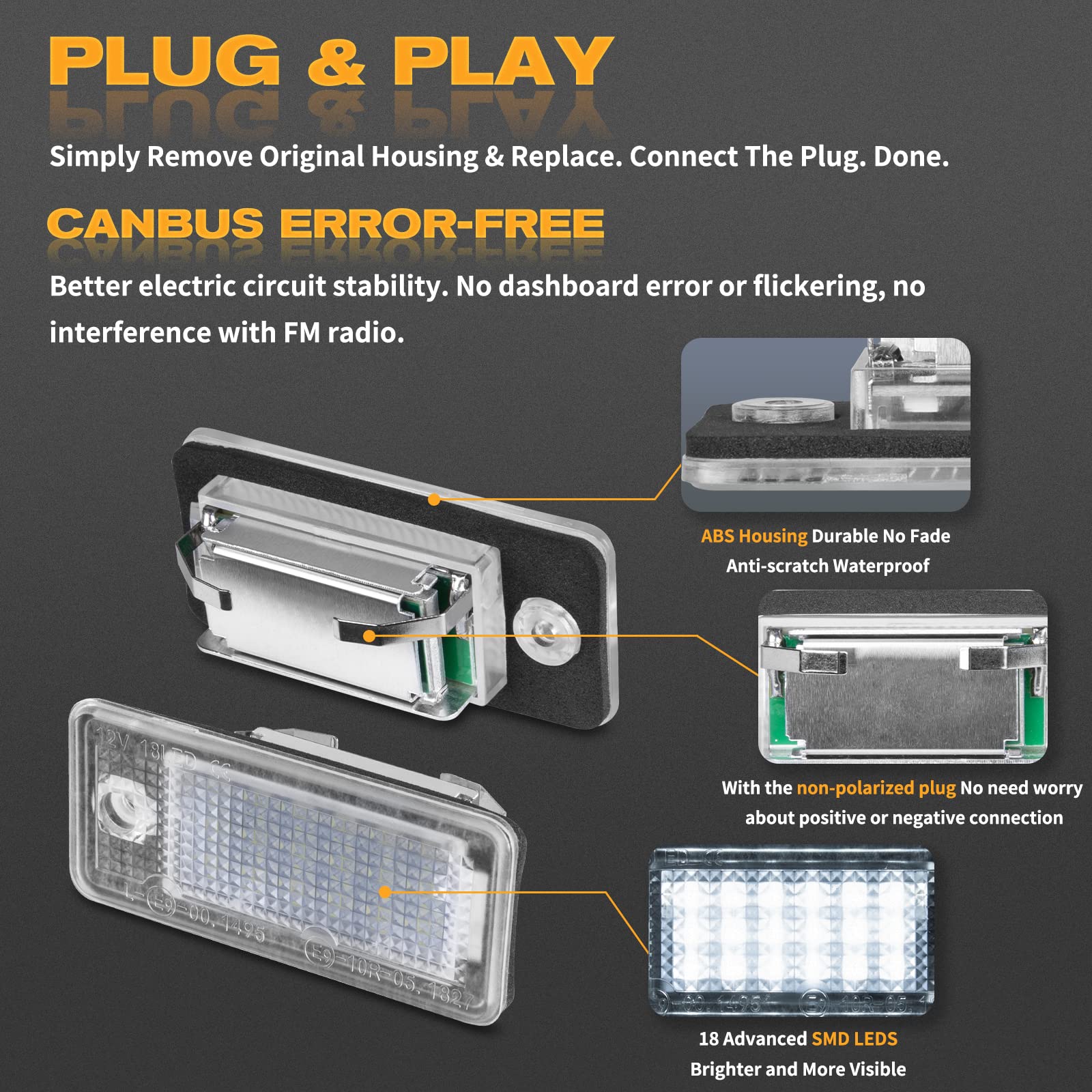 OZ-LAMPE Luces Matrícula LED Compatible Audi A3 A4 A6 Q7 - Canbus Sin Errores 5050