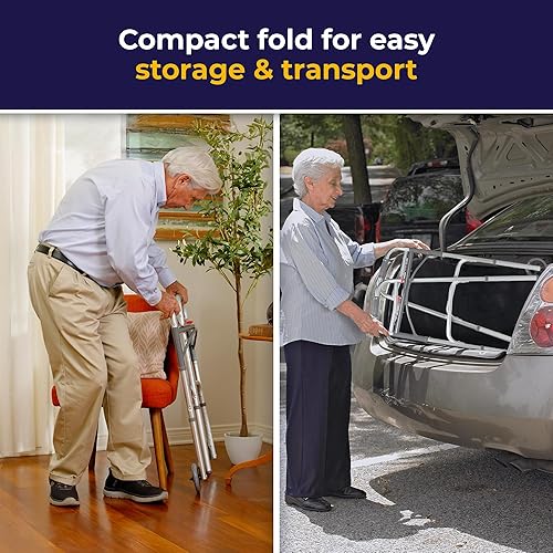 Miniatura 5 de Drive Medical 10210-1 Andador plegable de lujo de dos botones con ruedas de 5 pulgadas