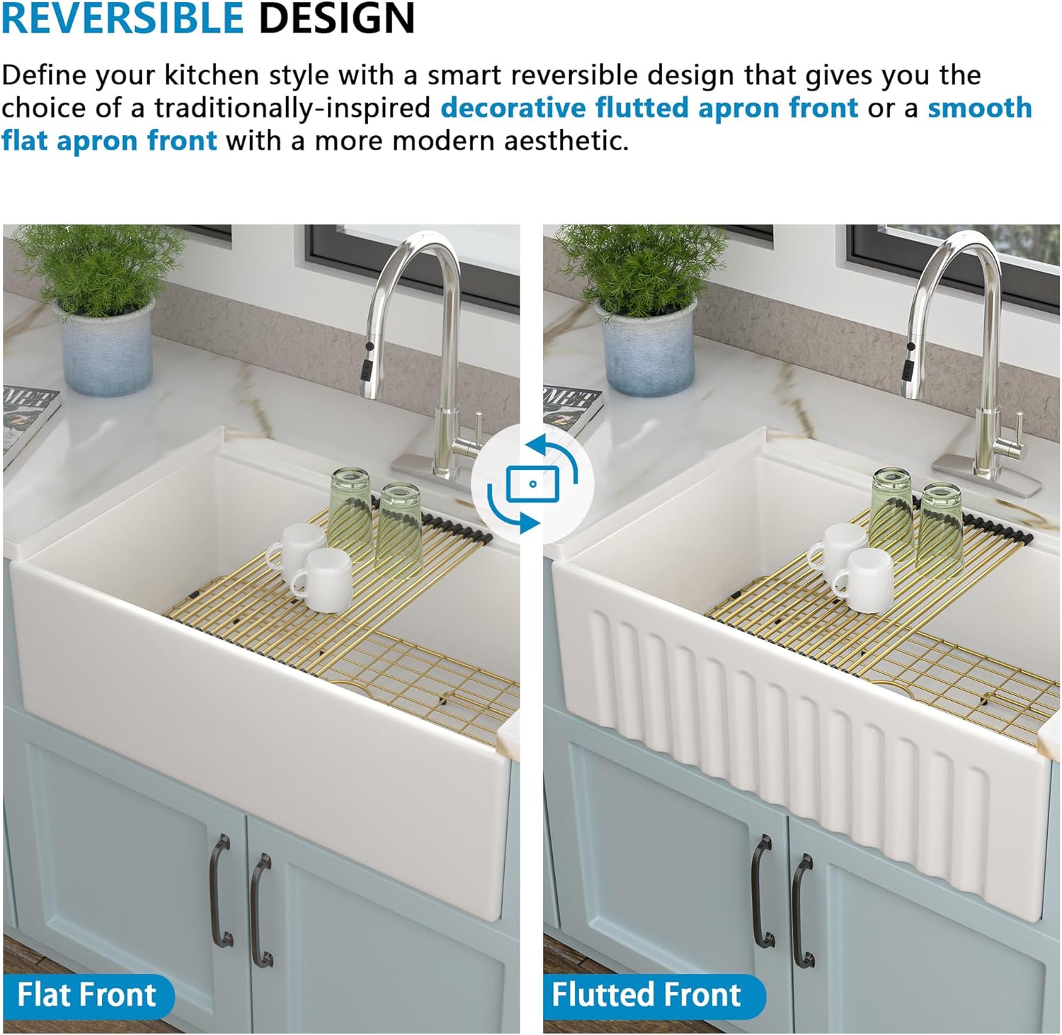33 White Farm Sink Workstation - Fulorni 33 Inch Farmhouse Kitchen Sink Workstation with Slide Ledge Apron Front Reversible White Ceramic Porcelain Fireclay Single Bowl Farmer Style Basin