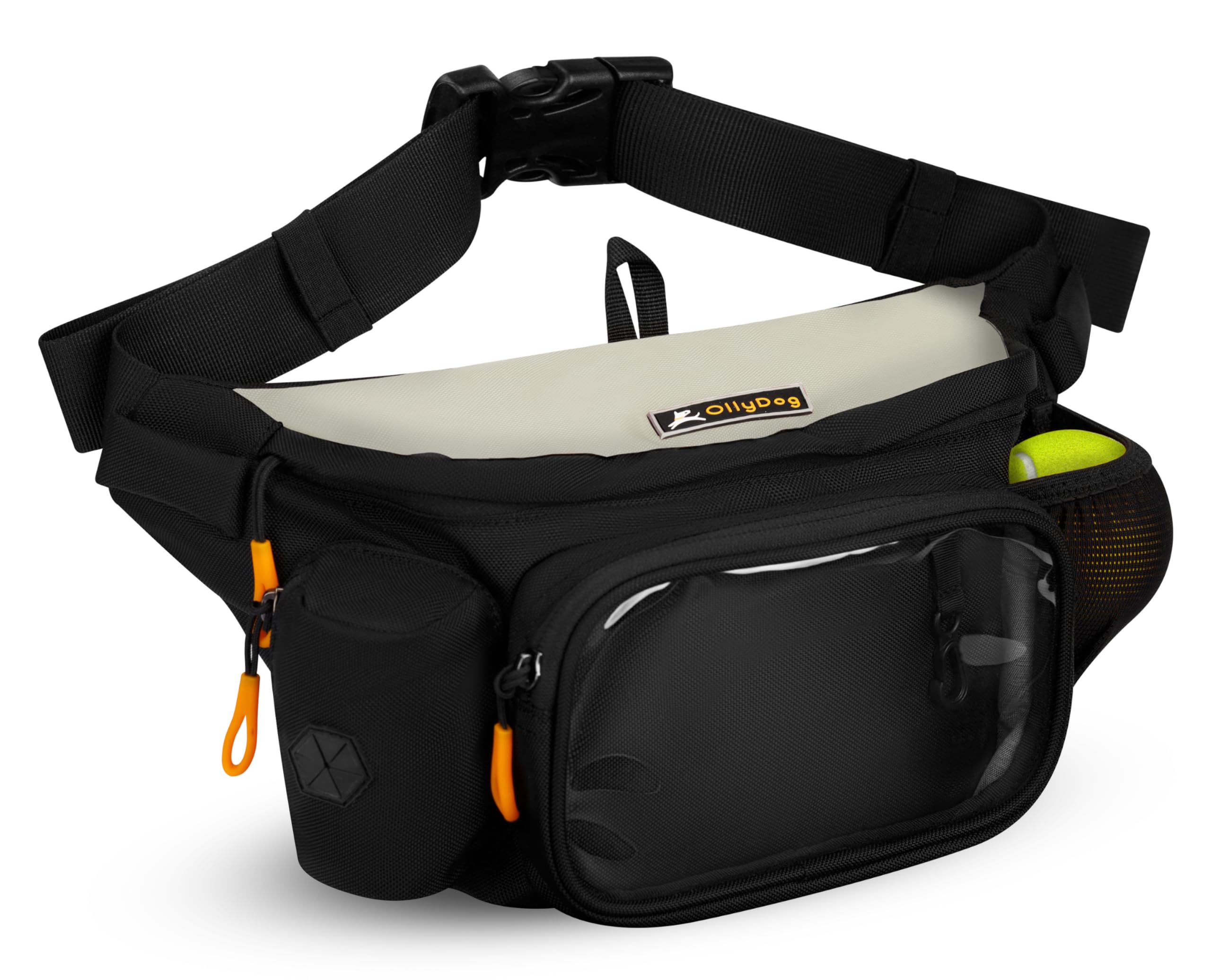 OllyDog Trailblazer Pack | Fanny Pack | Dog Treat Pouch | Includes Rubber Fetch Ball | Water-Resistant | Poop Bag Dispenser | Hands-Free | Dog Walking & Training, Bluff, One Size