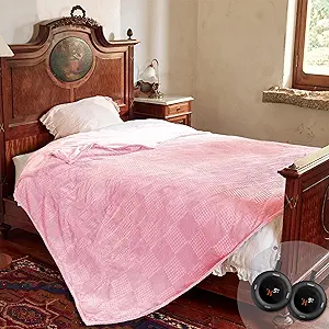 Electric Blanket Queen Size 84''X90'' - Heated Blanket with Dual Control Fast Heating 10 Heating Levels & 10 Hours Auto Off,ETL Certified Machine Washable (Light Pink)