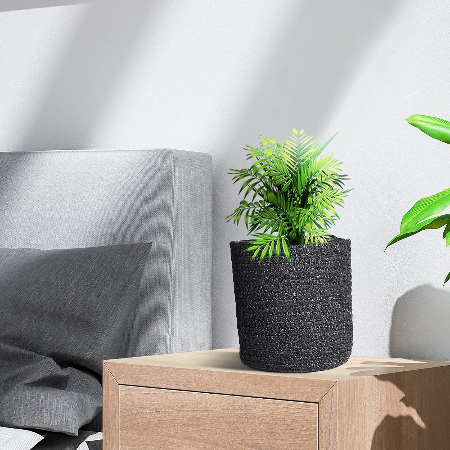 Cotton Rope Hanging Woven Wall Storage Basket, Hanging Wall Plant Baskets