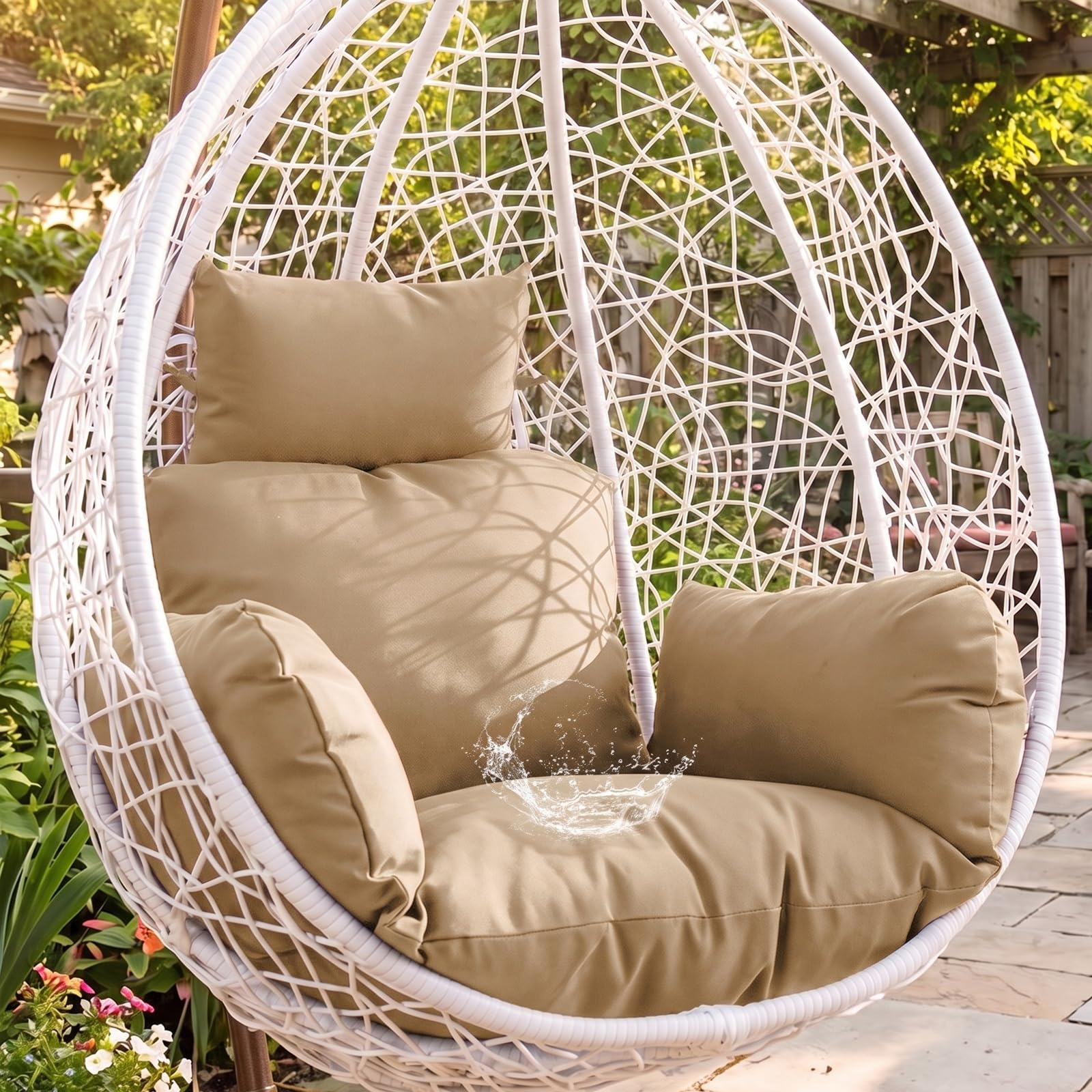 Coussin pour fauteuil suspendu, chaise suspendue, extérieur, coussin pour balancelle suspendue, coussin d'extérieur avec appui-tête, imperméable, pour balançoire suspendue en rotin synthétique/rotin