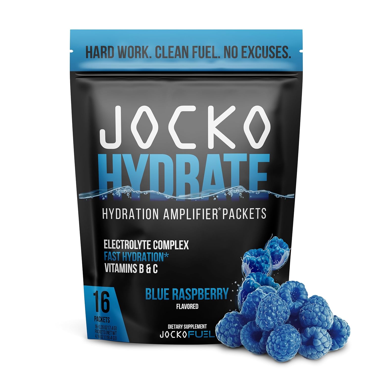 Jocko Fuel Hydrate Electrolytes Powder Packets No Sugar