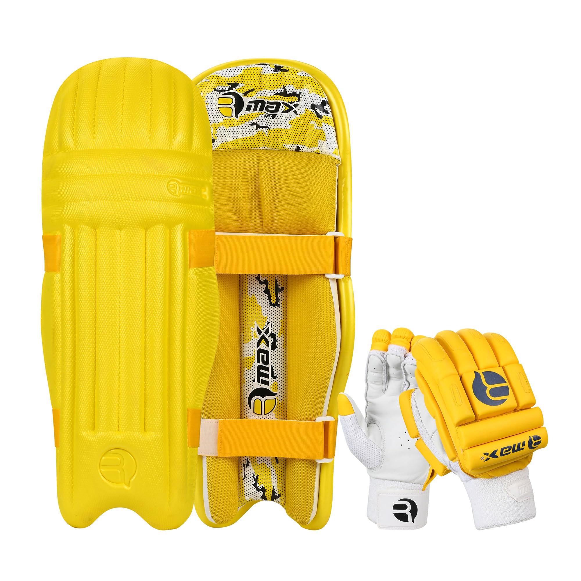 Rmax Yellow Cricket Batting Legguard & Yellow Gloves Combo for MenSuperior Grip, Optimum Protection, Ventilated Palm, Lightweight Design(Yellow & White) (B095WLTKBQ) Amazon Price History, Amazon Price Tracker