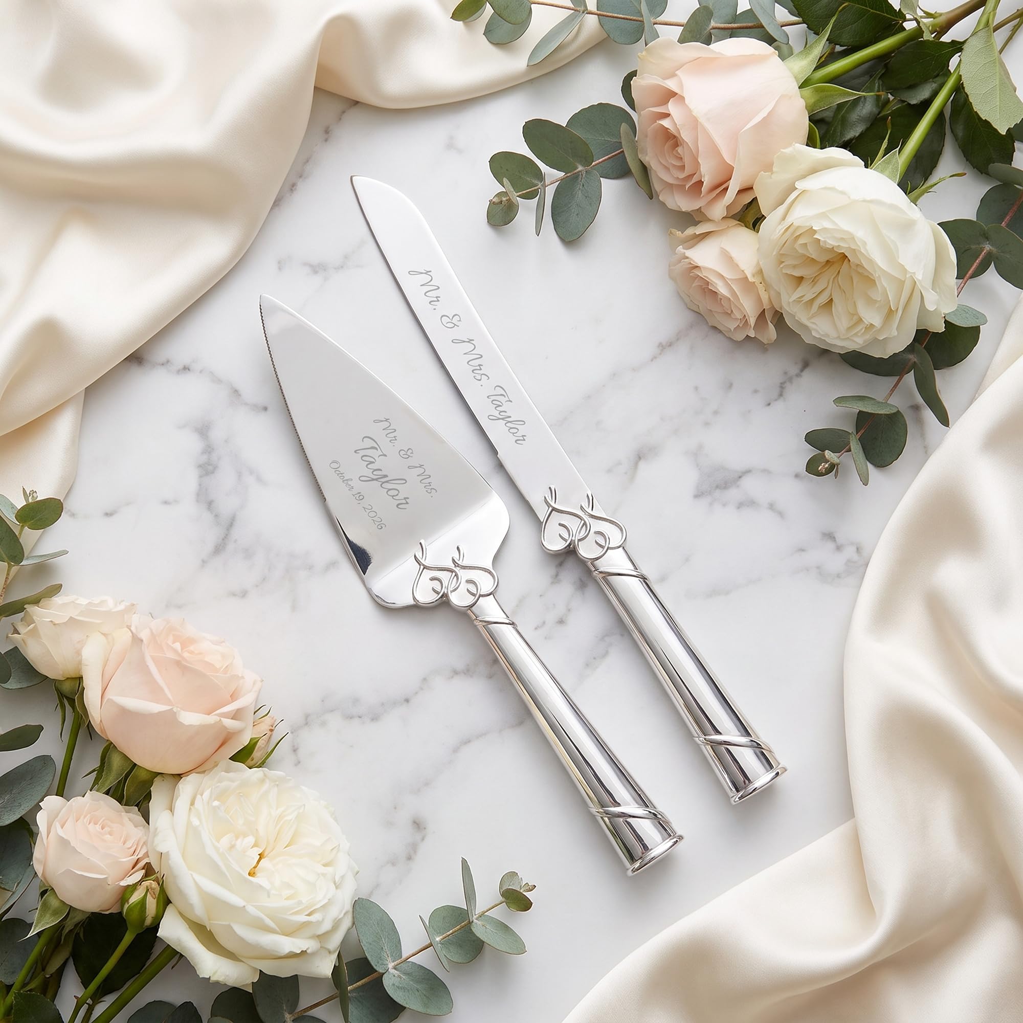 LENOX ケーキサーバー&ナイフ Amazon | Lenox Personalized Engraved True Loveケーキナイフ