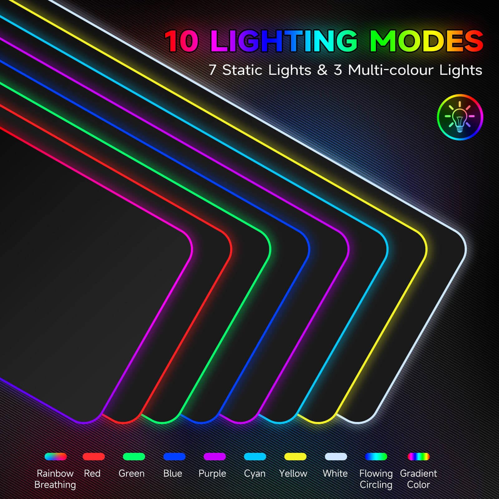 Hcman Tappetino per mouse da gioco RGB con ricarica – Tappetino per mouse wireless da 15 W LED extra large 80 x 30 cm, 10 modalità di illuminazione, accessori per sala da gioco, tappetino per tastiera
