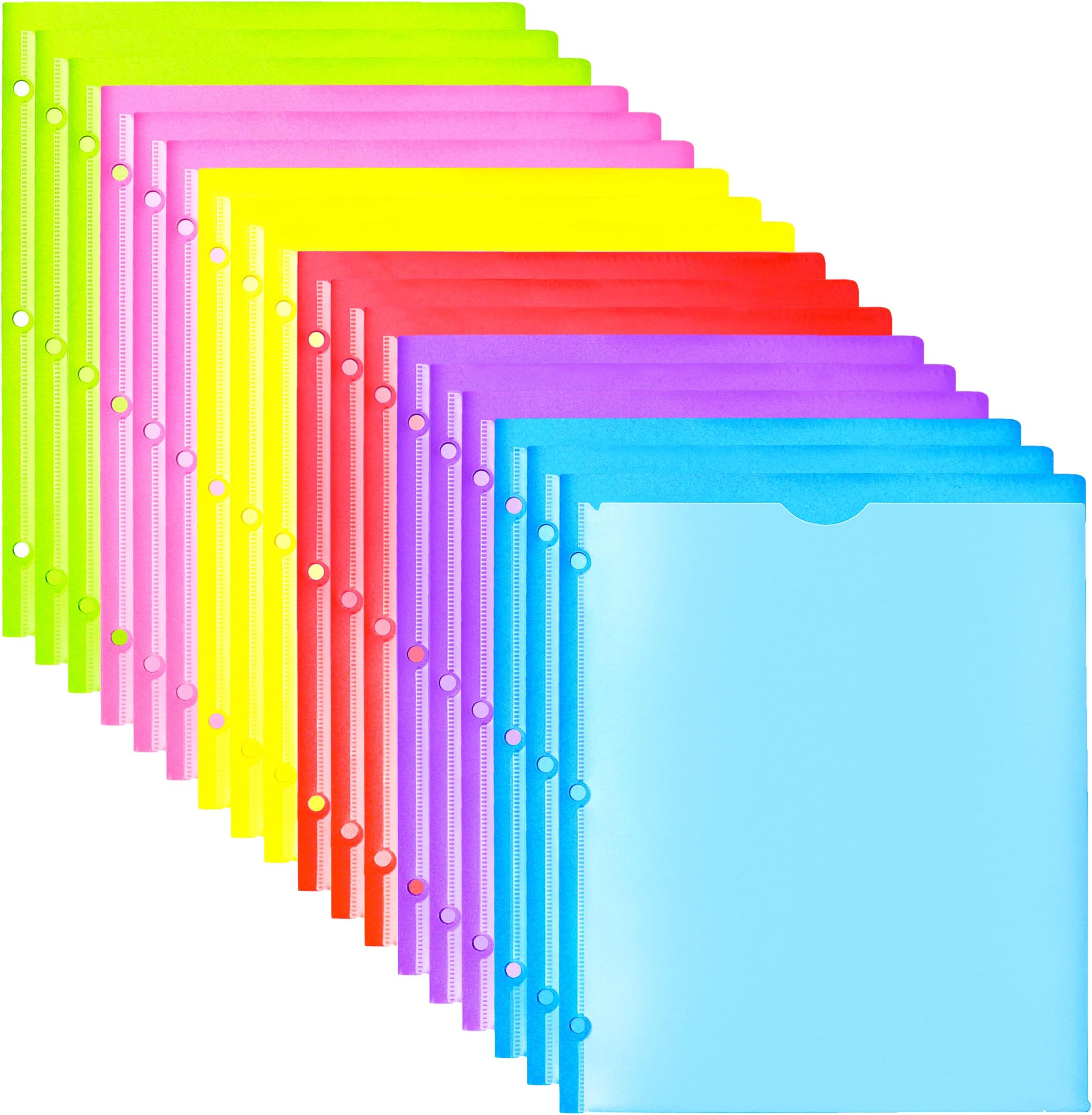 WOT I Heavy Duty Plastic Folders with Clear Front Pockets - 18 Pack, Extra Thick Folders with Pockets and Holes for Binders, with Card Slot for Letter Size Paper Assorted Colors