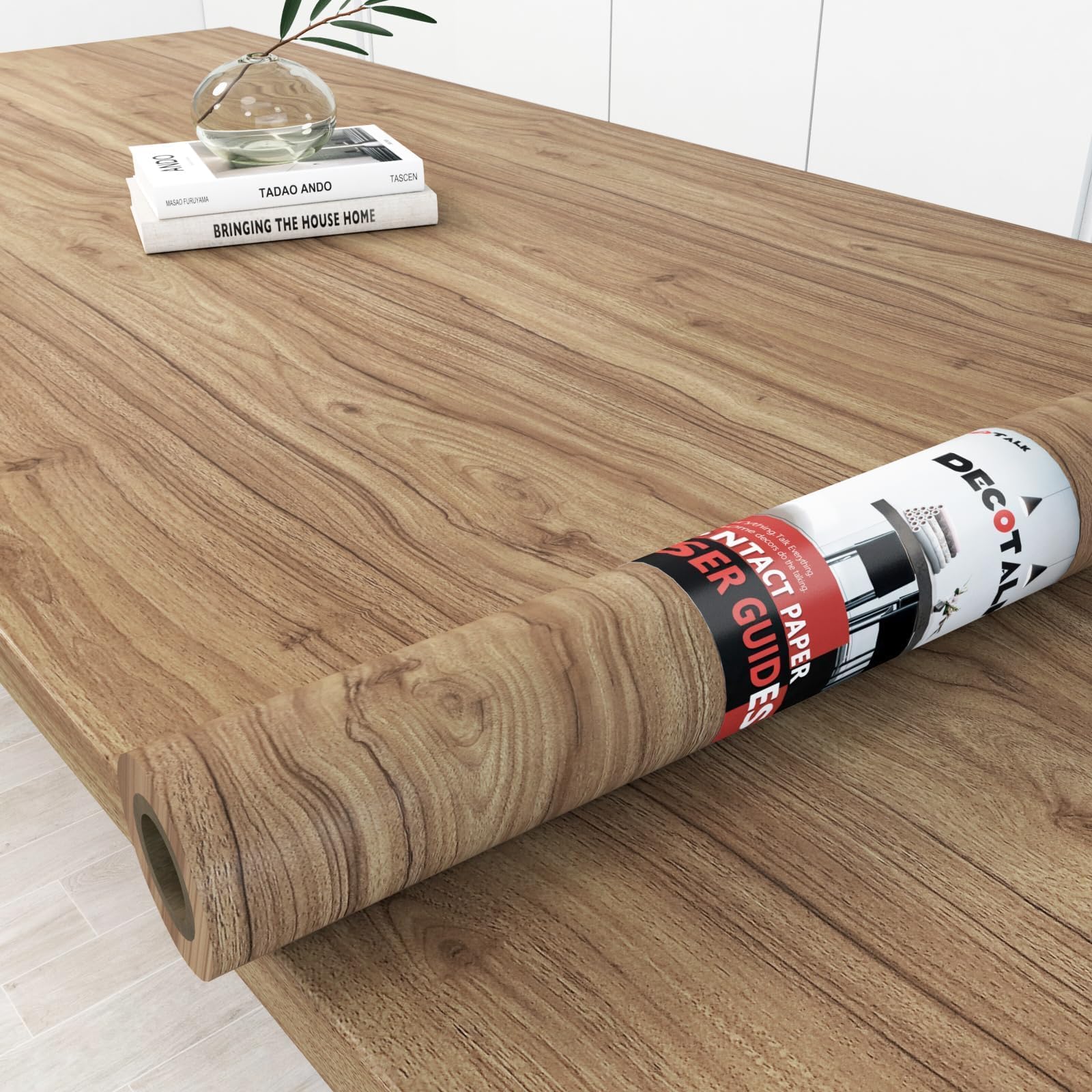 Decotalk Vinilo Adhesivo Muebles Madera Marrón Natural 40X500cm Vinilo Encimera Cocina Efecto Madera Impermeable Grueso Resistente al Calor Papel Adhesivo para Muebles de Baño Armarios Puerta Mesa